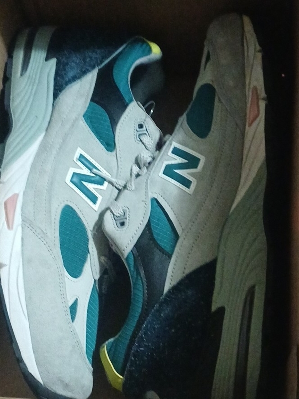 New Balance Gray & Teal Suede Athletic Sneakers